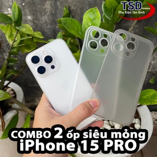Combo 2 ốp lưng trong nhám unibody iphone 15 pro siêu mỏng