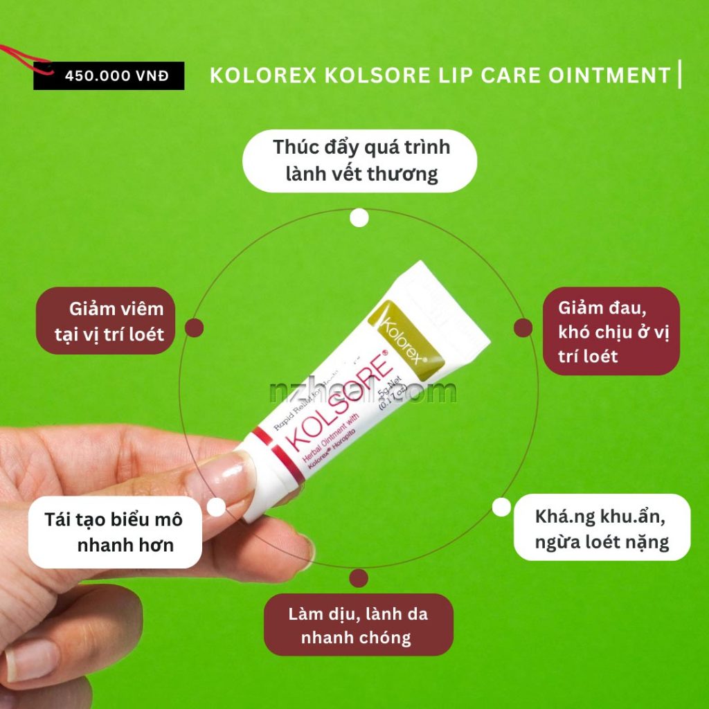Kem giảm chàm môi, herpes môi Kolorex Kolsore Lip Care Ointment 3g  / 5g