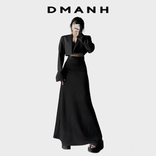 Dmanh - V1 Chân váy Siêu dài 95cm 105cm 113cm xoè ôm body chạm gót thiết kế màu đen