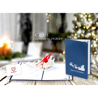 Thiệp giáng sinh tuần lộc, thiệp 3d noel, thiệp popup