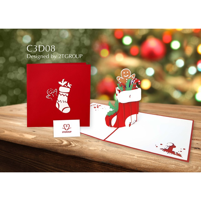 Thiệp 3d cây thông noel
