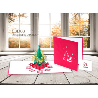 Thiệp 3d cây thông noel