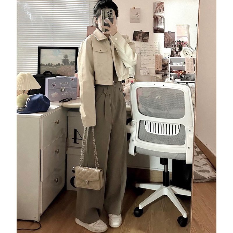 Áo khoác da Forgirl áo da phối khóa kiểu dáng croptop cá tính phong cách Hàn Quốc T012 | BigBuy360 - bigbuy360.vn