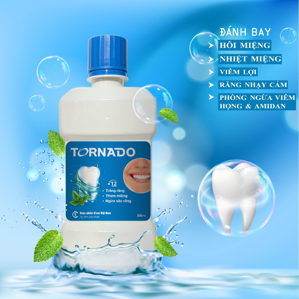 Nước súc miệng Tornado thảo dược tự nhiên ngừa hôi miệng chính hãng Dược phẩm iCare Việt Nam