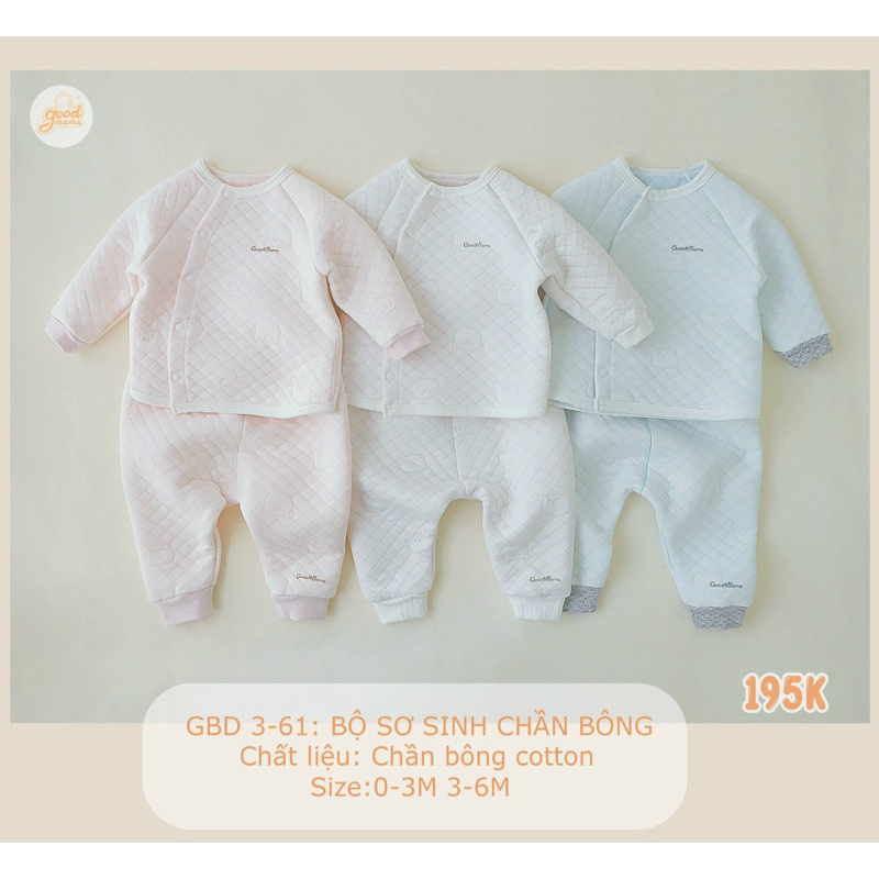 Bộ quần áo dài tay cho bé sơ sinh 3-7kg chất liệu Nỉ thu đông dày dặn chính hãng goodmama