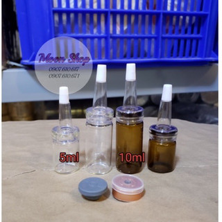 Chai serum bộ 3 nắp 5ml & 10ml trong suốt & nâu