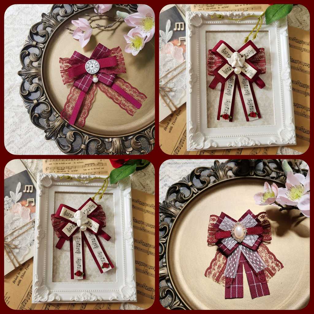 Nơ cài áo Tag cài áo Nơ kẹp tóc lolita vintage