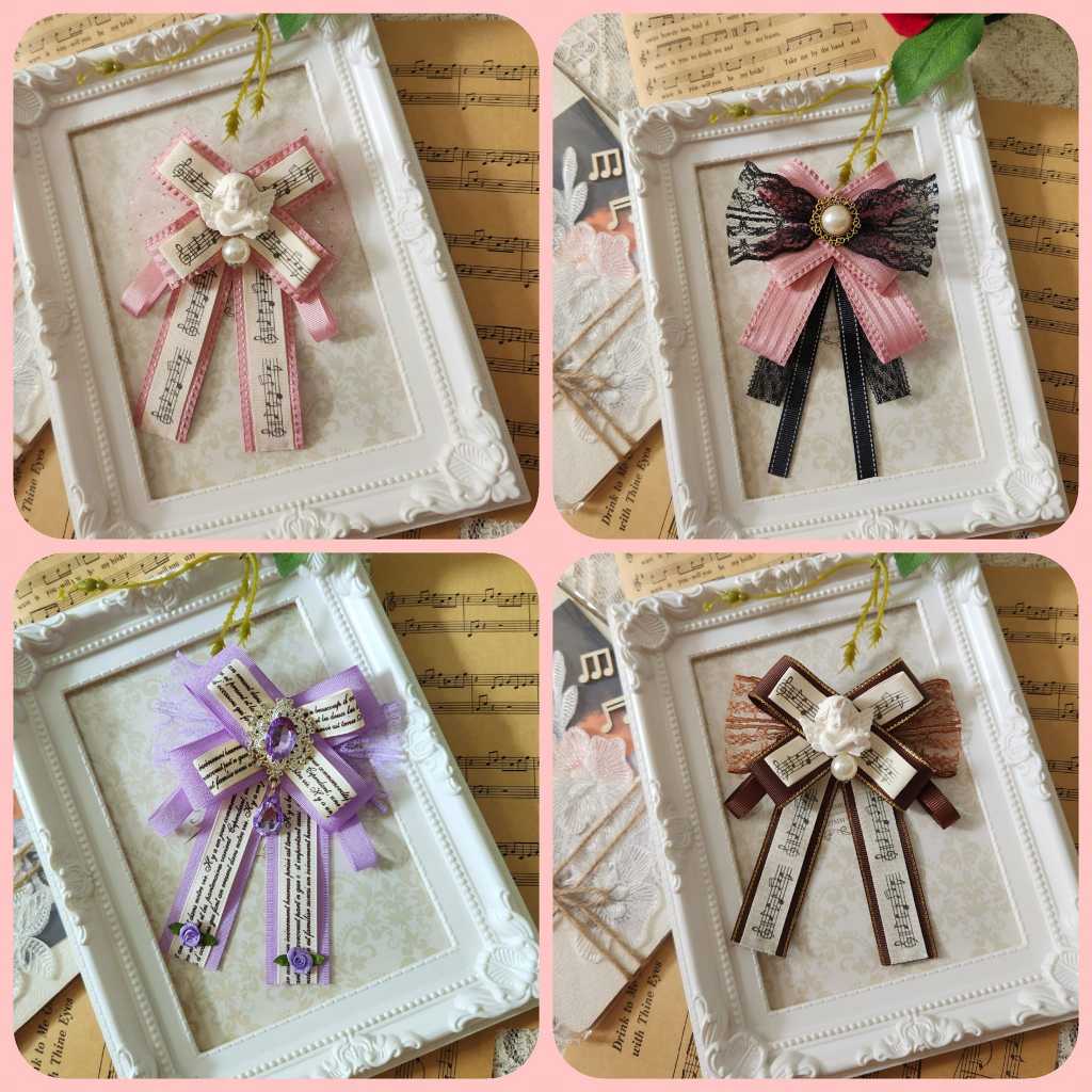 Nơ cài áo Tag cài áo Nơ kẹp tóc lolita vintage