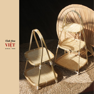 Mẹt tre trang trí tết vuông 1,2,3 tầng bày quả decor chụp ảnh