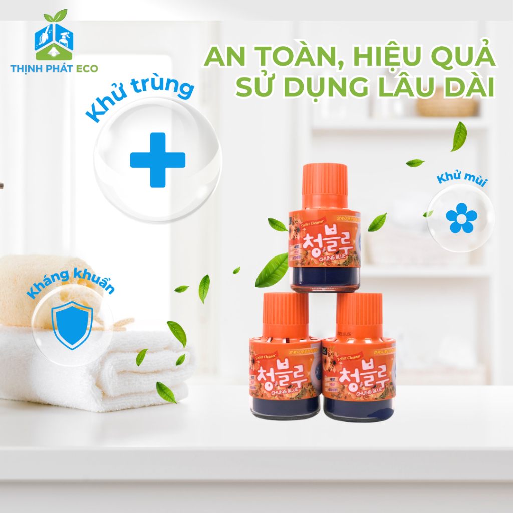 Chai Thả Bồn Cầu Hàn Quốc HANVIT, Lọ, Cốc Thả Toilet Chungblue 380g, Diệt Khuẩn Sạch Vết Bẩn Thơm Mát Thinhphat.eco