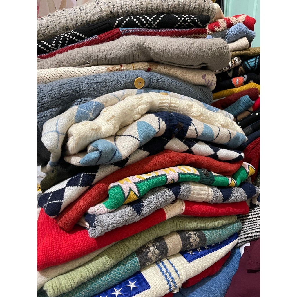 Áo cardigan len 2hand, khoác len Hàn siêu phẩm, len họa tiết bigsize, Lâu 2hand