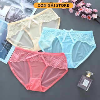 Combo 3 quần lót nữ ren phối lưới - quần lót siêu mỏng thoáng mát TL006