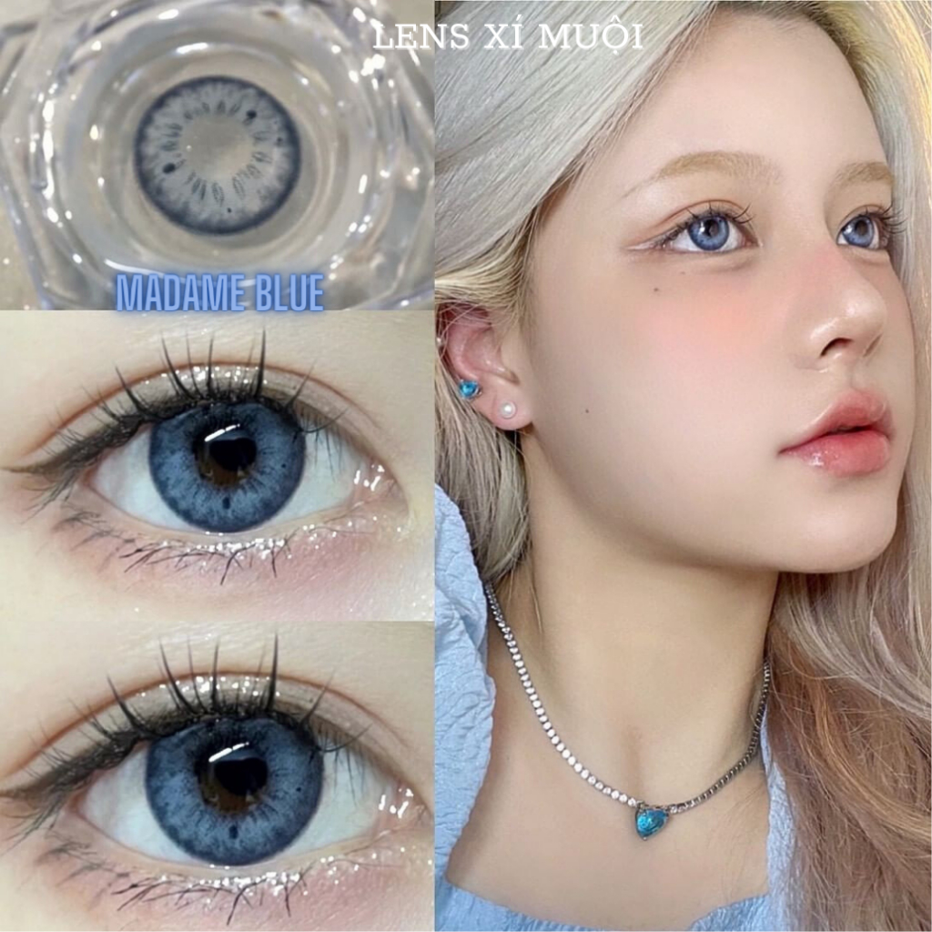 Lens xanh tây giãn to Madame có độ