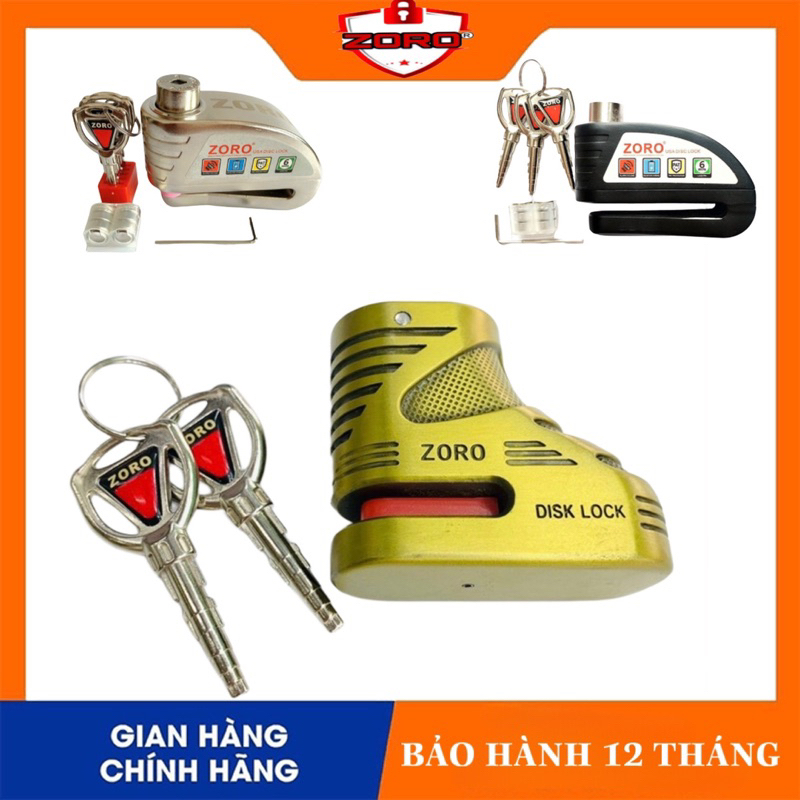 Ổ khóa đĩa xe máy ZORO chống trộm bẻ chìa tròn, chất liệu thép chống gỉ, kháng nước,bảo hành 12 tháng