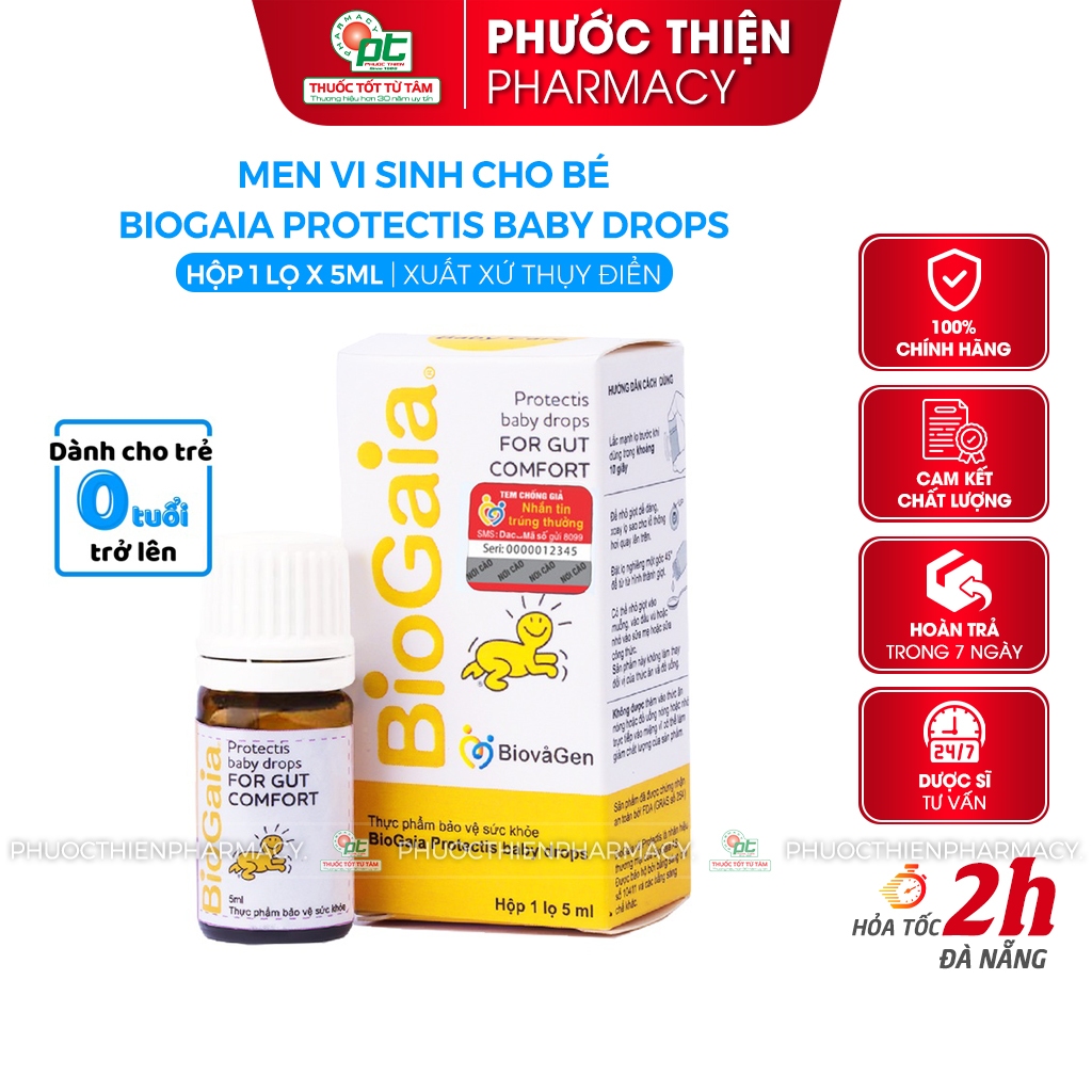 Men vi sinh BioGaia Protectis Baby Drops lọ thủy tinh 5ml - hỗ trợ ổn định tiêu hóa, giảm nôn trớ phuocthien