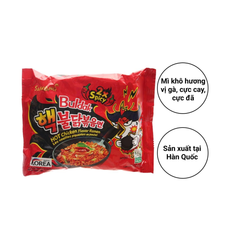 Bịch 5 gói mì SIÊU CAY X2 Samyang Hàn Quốc vị gà