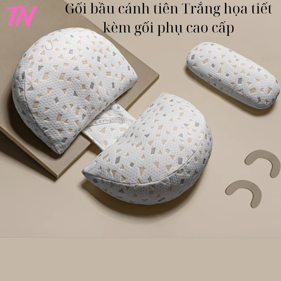 Gối bầu cánh tiên cao cấp sợi tre tặng kèm gối phụ hỗ trợ giảm Đau lưng