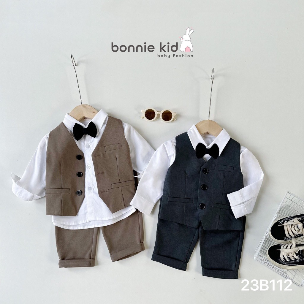 Bộ gile công tử bé trai BONNIE, quần áo cho bé đi tiệc, đi chơi sang chảnh BE121