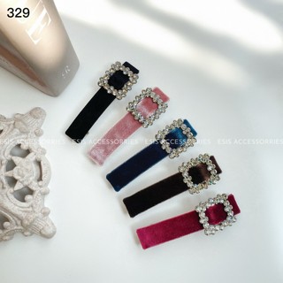 Kẹp bấm tóc nữ nhung cotton đính đá thiết kế hàn quốc esis