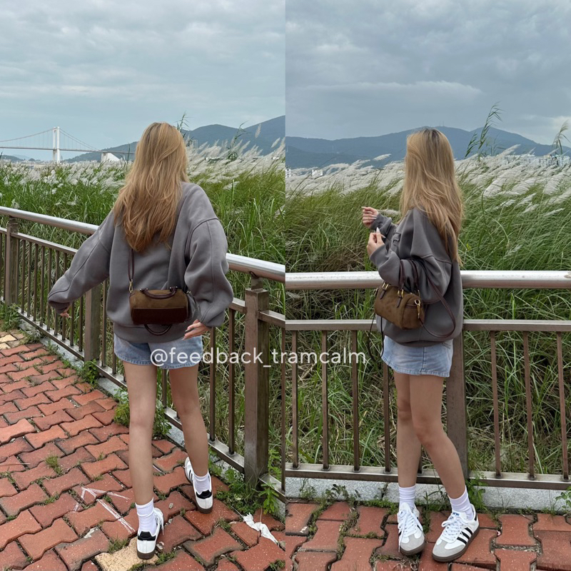 Túi xách phong cách cổ điển vintage da lộn -tramcalm