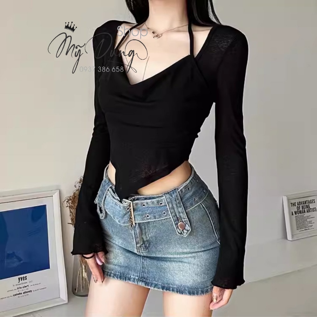 Trùi ui về em này mặc thu là khỏi bàn cãi lun ạ. Chất siêu siêu xịn, mặc xinh lắm í.-ÁO THUN BODY TÀ NHỌN, CỔ YẾM CÁCH Đ