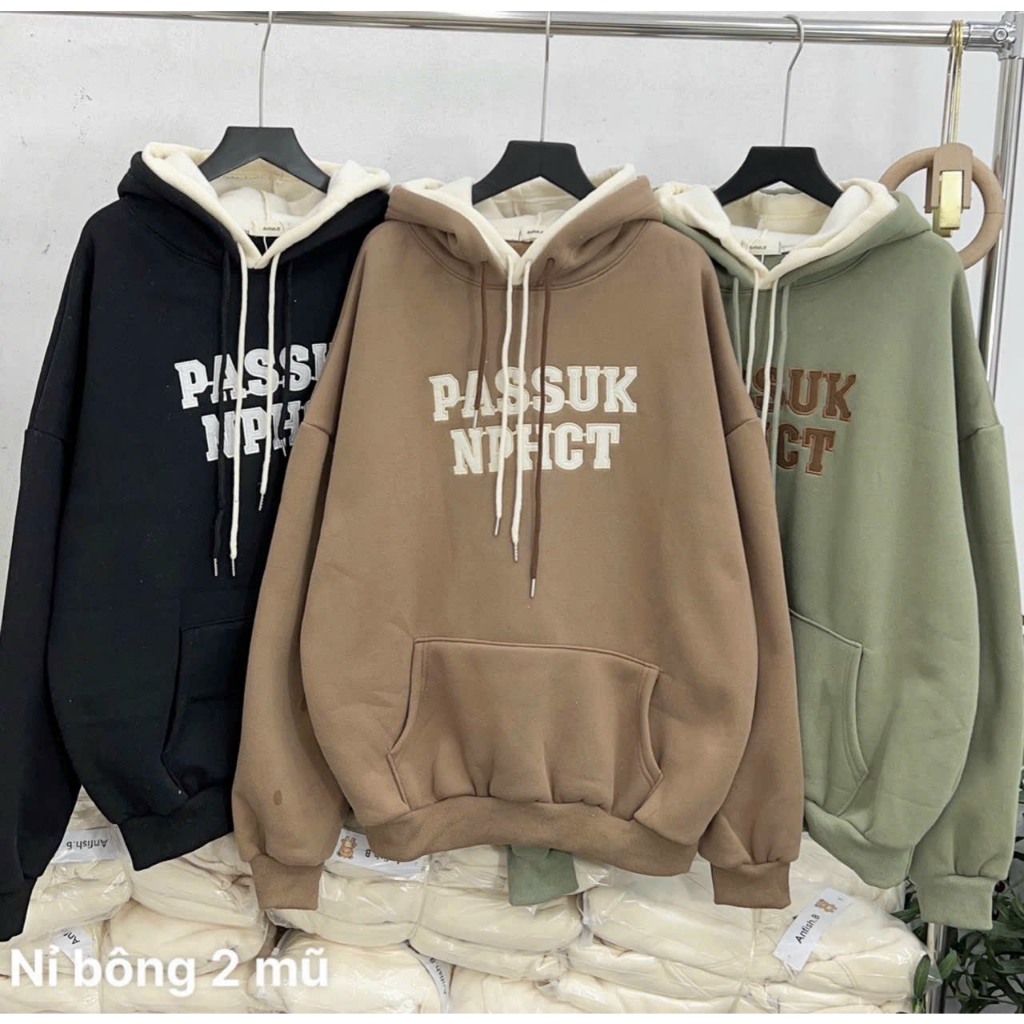 Áo hoodie nam nữ nỉ bông dày dặn 2 mũ chữ thêu cao cấp Áo nỉ bông nhiều màu quảng châu cao cấp CTclothes