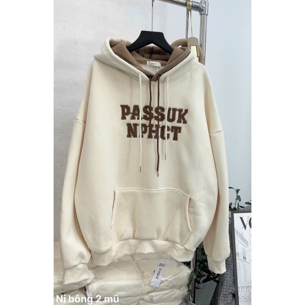 Áo hoodie nam nữ nỉ bông dày dặn 2 mũ chữ thêu cao cấp Áo nỉ bông nhiều màu quảng châu cao cấp CTclothes