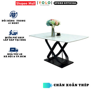 Bàn Ăn Cơm YoLo Chân Xoắn Thép, Chân Sắt Sơn Tĩnh Điện, Gia Công Cao Cấp Hiện Đại. Phù Hợp Căn Hộ Chung Cư Gia Đình