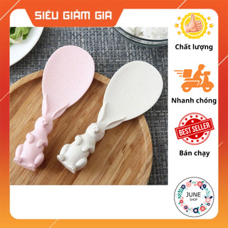 Vá múc cơm chống dính hình thỏ hoạt hình dễ thương - muôi xới cơm hình thỏ lúa mạch cao cấp