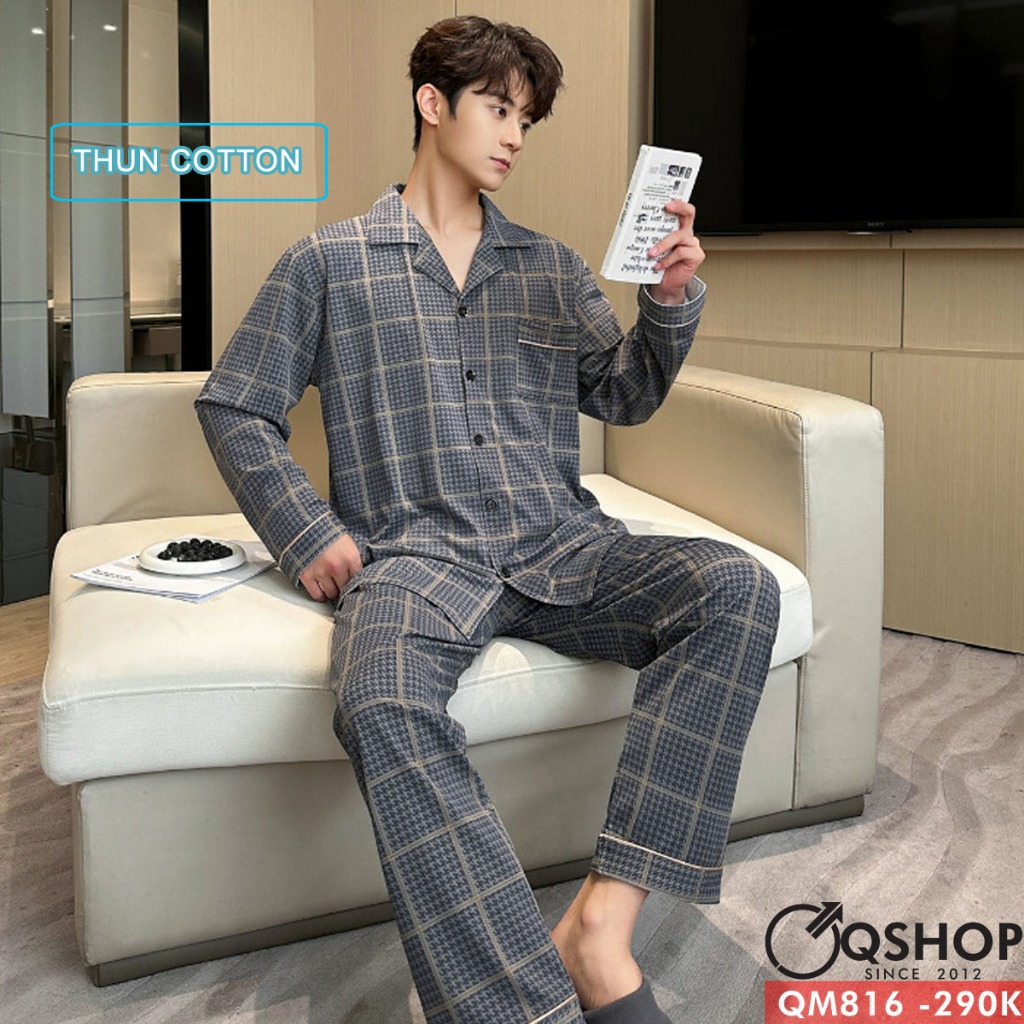 Bộ pijama nam thun cotton co giản thoải mái phù hợp người tặng người lớn QSHOP QM792-QM821