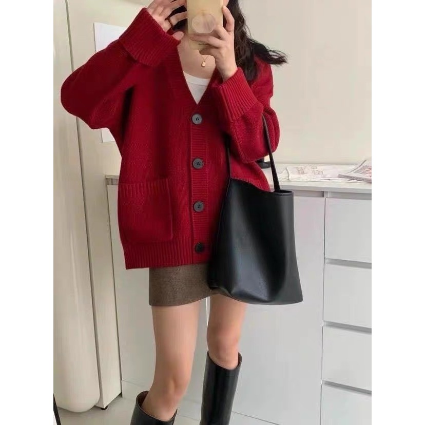 LYRA Áo cardigan dáng rộng 2 túi xắn tay lộ tag chữ phong cáchs trẻ trung - CSYAK0184
