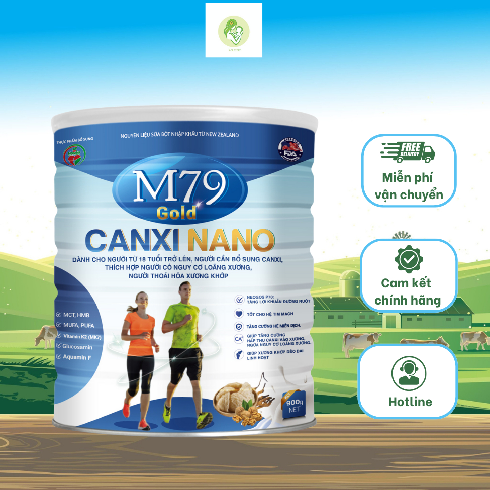 Sữa bột M79 Gold Canxi Nano 900g - dành cho người cần bổ sung canxi, tăng cưỡng miễn dịch, tốt cho tim mạch_ bầu kids