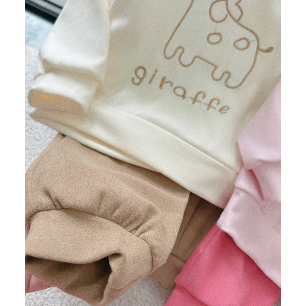 Bộ Quần Áo Dài Tay Thu Đông Nỉ Da Cá Thêu Gấu Chất Liệu QC Cao Cấp Cho Trẻ Em Bé Trai Bé Gái CAFE_BABY088