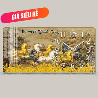 Đồng hồ tráng gương "mã đáo thành công" thu trang decor