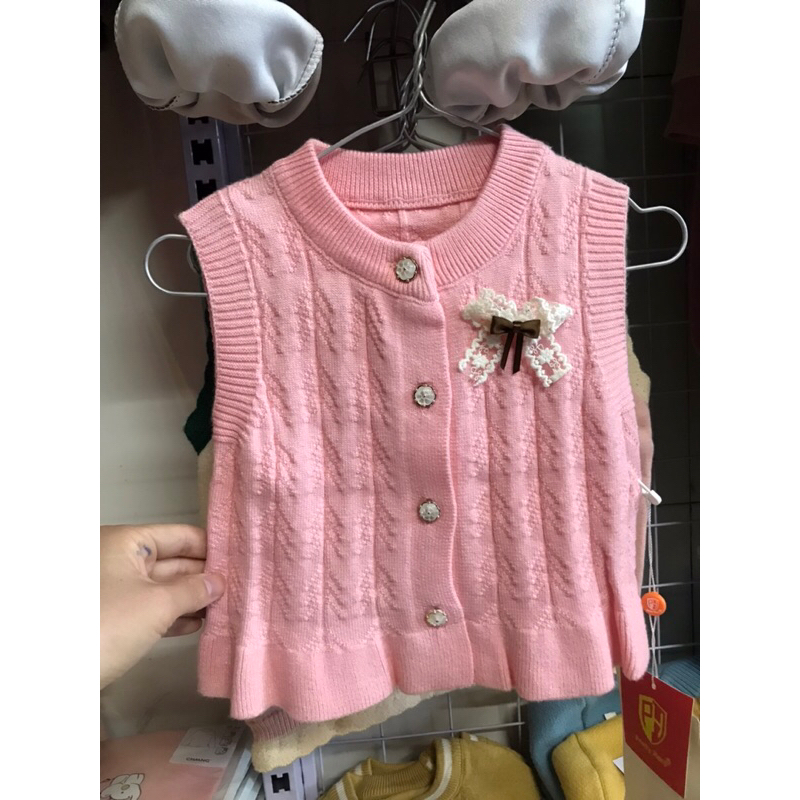 Áo len gile bé gái 3-17kg