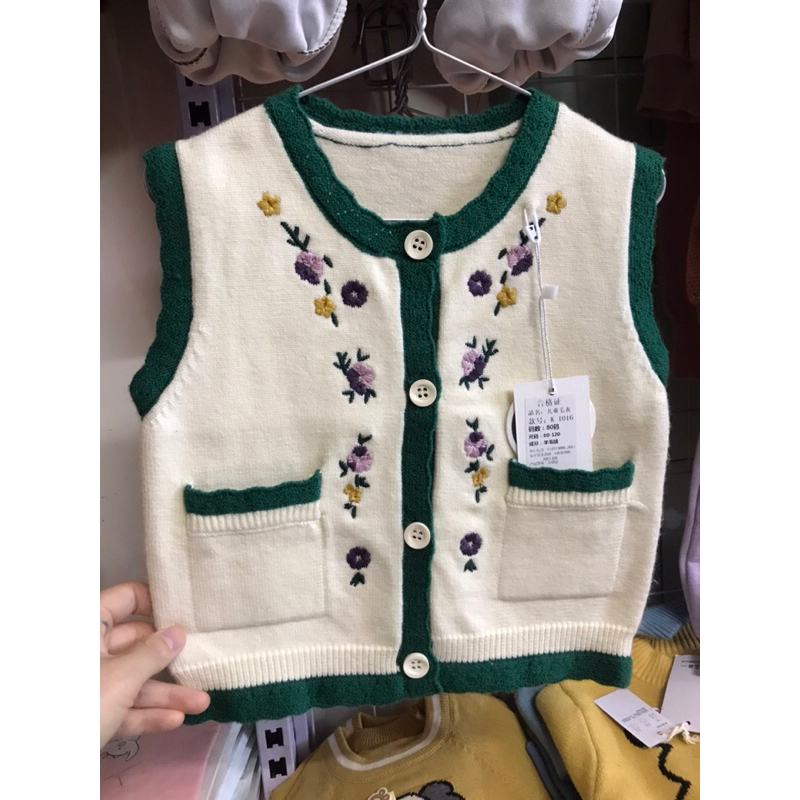 Áo len gile bé gái 3-17kg