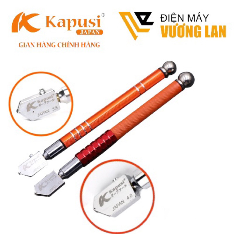 Dao cắt kính Nhật Kapusi JAPAN cán hợp kim cao cấp, bút cắt kiếng siêu sắc bén cấp dầu tự động, đầu dao xoay 360 độ
