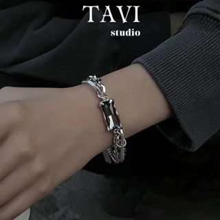  Vòng Tay Titan 2 Lớp Nam Nữ – Lắc Tay Đính Đá Đen Zircon Cá Tính Phong Cách HipHop GenZ GenZ Style Tavi Studio 