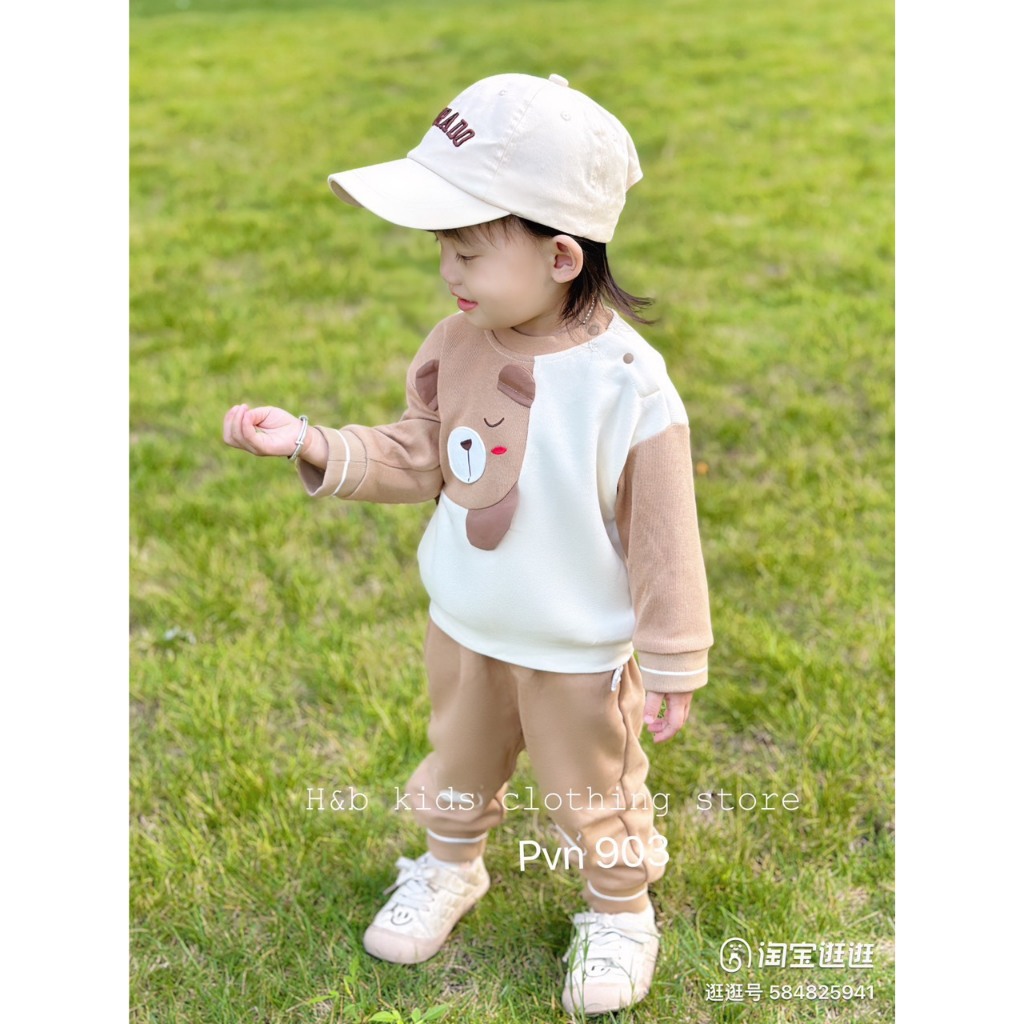 Set Bộ Quần Áo Thu Đông Dài Tay Chất Nỉ Cao Cấp May Hình Thú Đáng Yêu Trẻ Em Cho Bé Trai Bé Gái - CAFE_BABY107