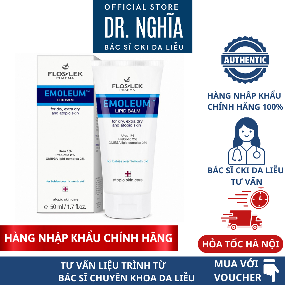 Kem dưỡng ẩm dịu nhẹ FlosLek Emoleum Emolient Lipid Balm 50ml BS NGHĨA