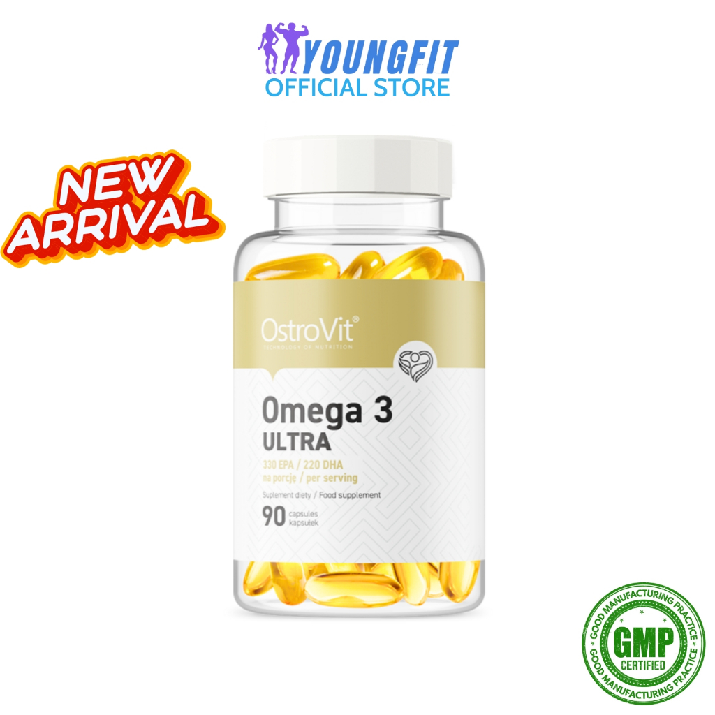 Viên Uống Dầu Cá Omega Ultra OstroVit Vitamin E Đẹp Da Sáng Mắt Bổ Tim (90 viên) - YoungFit x Best Nutrition