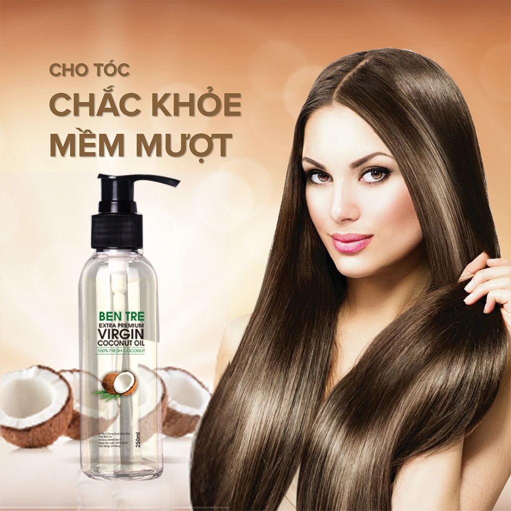 Dầu dừa nguyên chất ép lạnh Bến Tre giúp dưỡng da, tóc, làm dài và dày mi, chống khô môi & massage cho bé rạn da cho mẹ