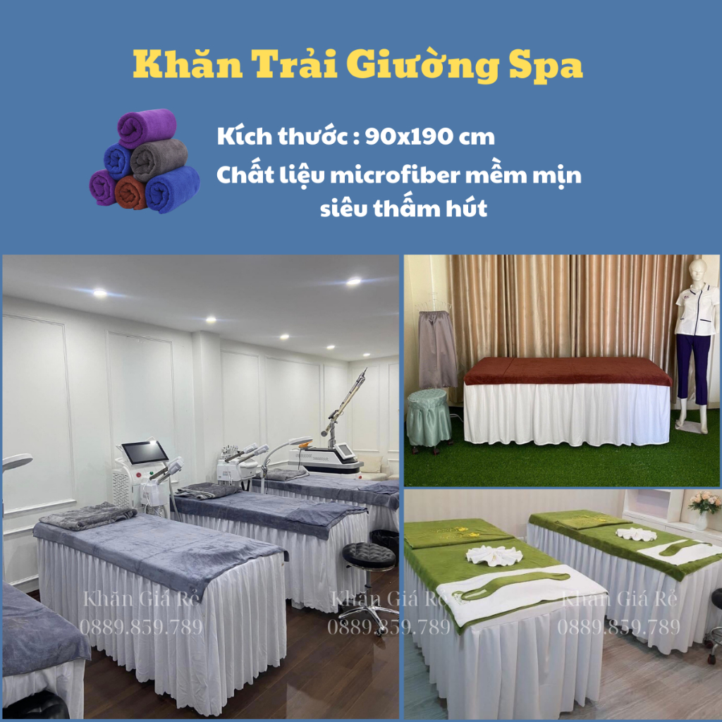 Khăn trải giường spa 90*190cm chất Microfiber mềm mịn, Khăn đắp spa may theo yêu cầu cao cấp