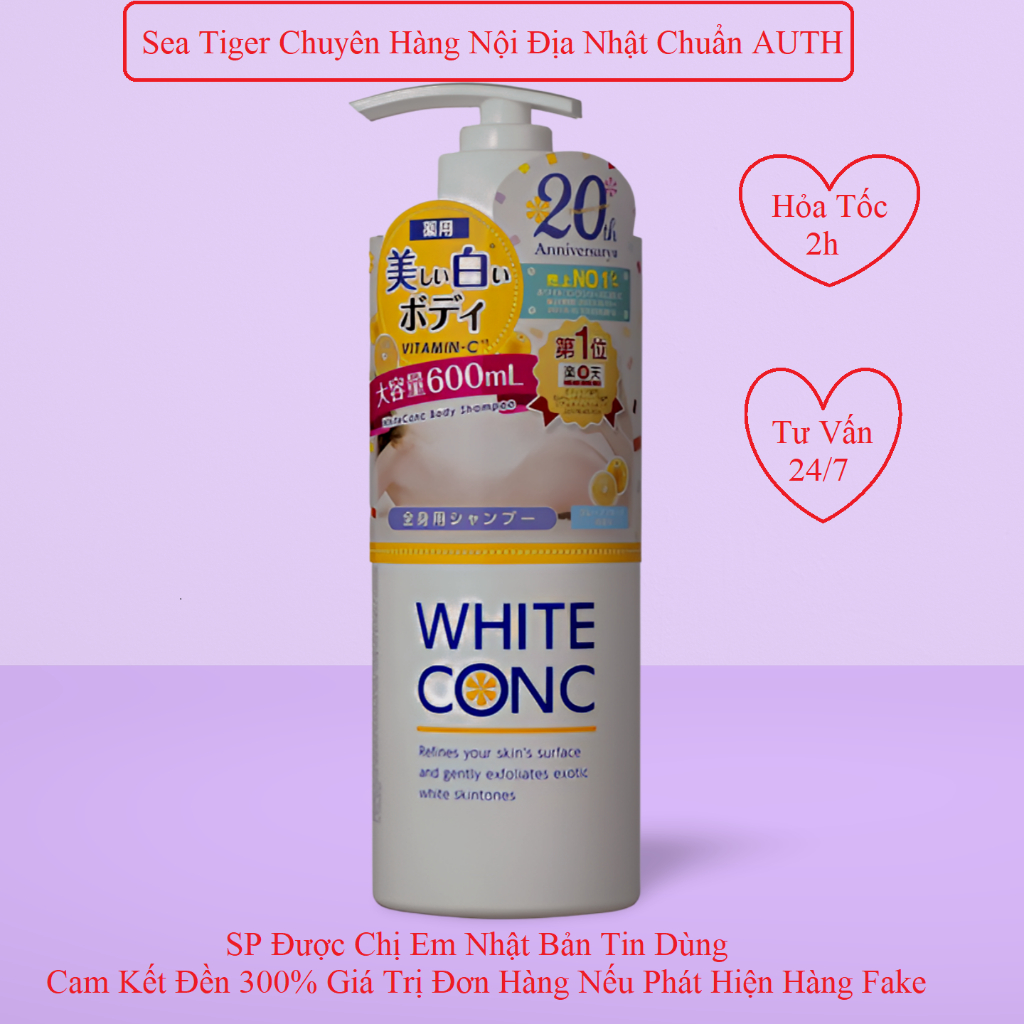 Sữa Tắm Trắng Da White Conc Body Vitamin C Dạng Vòi Chai 600ml