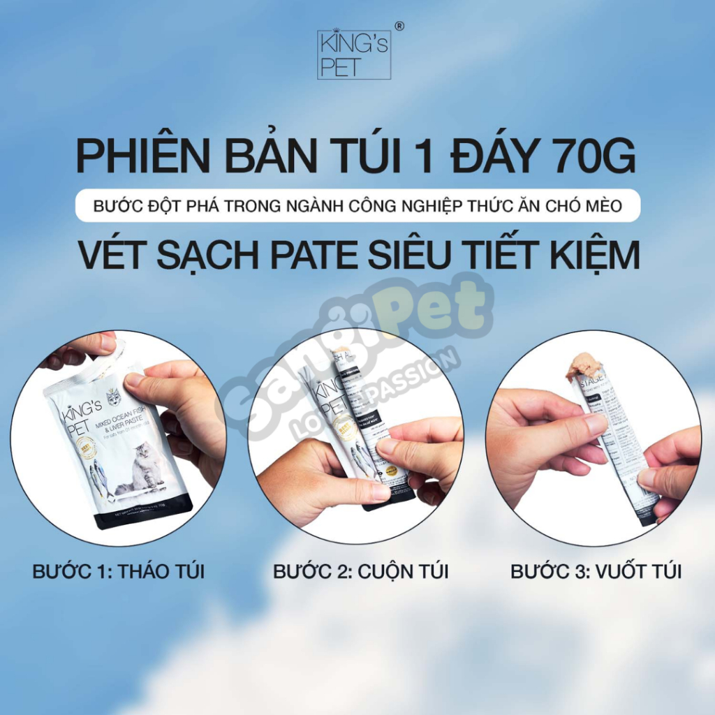 Pate King Pet gói 70gr siêu tiện lợi, Pate King's Pet dạng túi nhỏ