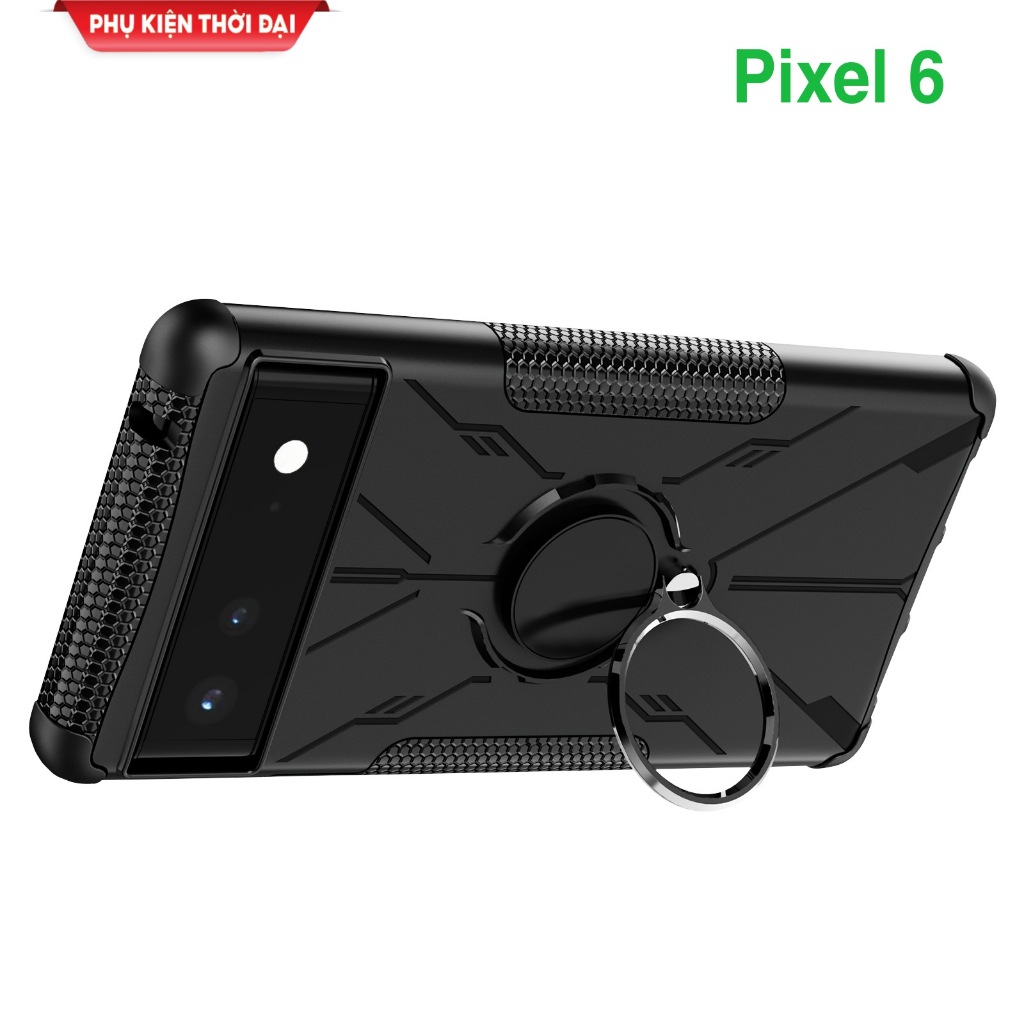 Ốp lưng Pixel 6 nhẫn iring giá đỡ mặt lưng kiểu dáng mecha gấu cao cấp