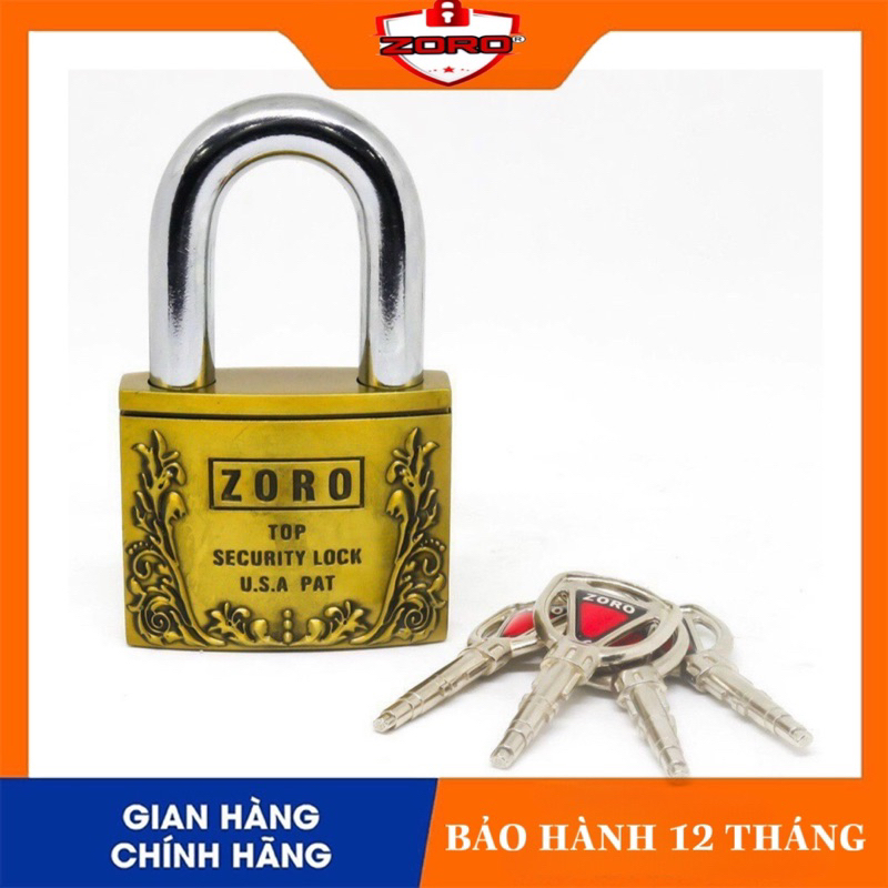 Ổ khoá ZORO chìa tròn 6 phân càng ngắn làm từ thép hardened không gỉ,chống chìa vạn năng