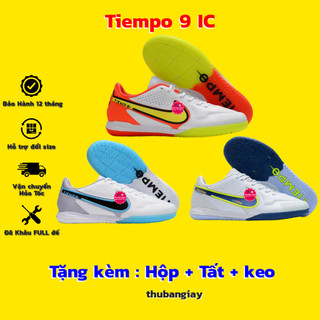 Giày đá bóng tiempo 9 pro ic đế bằng sân sàn da mềm đế đệm khâu full đế