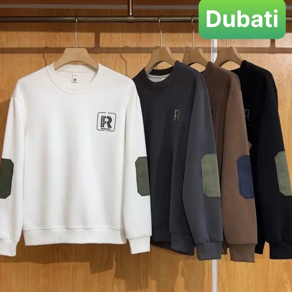 ÁO NỈ BÔNG UNISEX NAM NỮ SWEATER FORM RỘNG ÁO MẶC ĐÔI THÊU CHỮ R NỈ DA CÁ TAY DÀI DÀY DẶN CỰC ẤM - DUBATI FASHION
