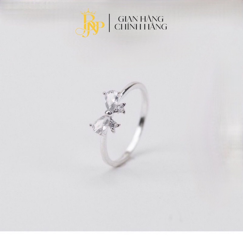 Nhẫn Nơ , Nhẫn Nơ Bạc Ta ⚡️XINH XẮN ⚡️thiết kế trẻ trung, hiện đại- Bạc Npj
